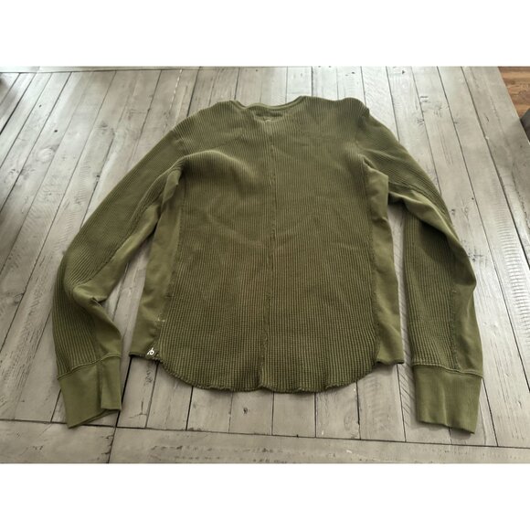 rag & bone Mens Devon Waffle Knit Pima Henley Sweater Green Medium - Picture 4 of 4